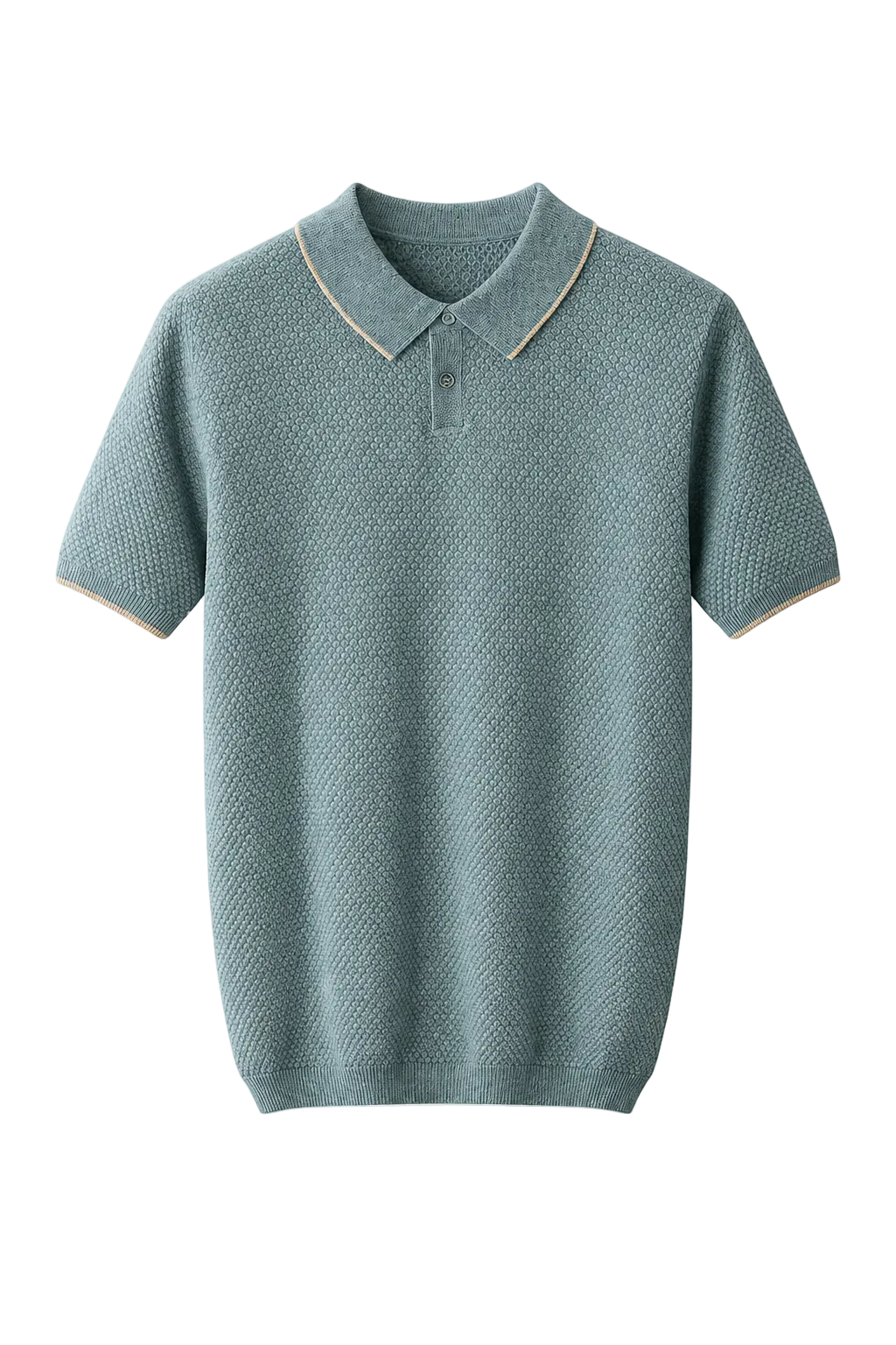 Premium Cashmere Sea Blue Two-Tone Polo