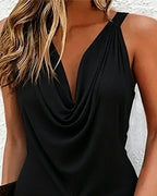 Kiki | Draped Collar Sleeveless Dress