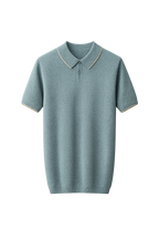 Premium Cashmere Sea Blue Two-Tone Polo