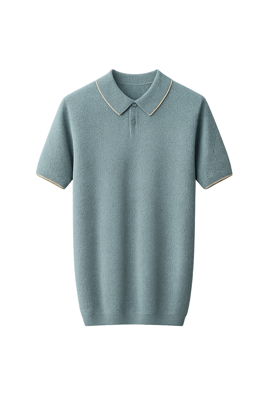 Premium Cashmere Sea Blue Two-Tone Polo