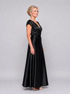 Vespera | Cap Sleeve Wrap Bodice Maxi Dress