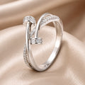 White Gold Zirconia Crossover Ring