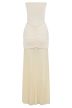 Caspian Slinky And Mesh Off Shoulder Maxi Dress - Ivory
