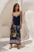 Talise | Printed Maxi Dress in Navy