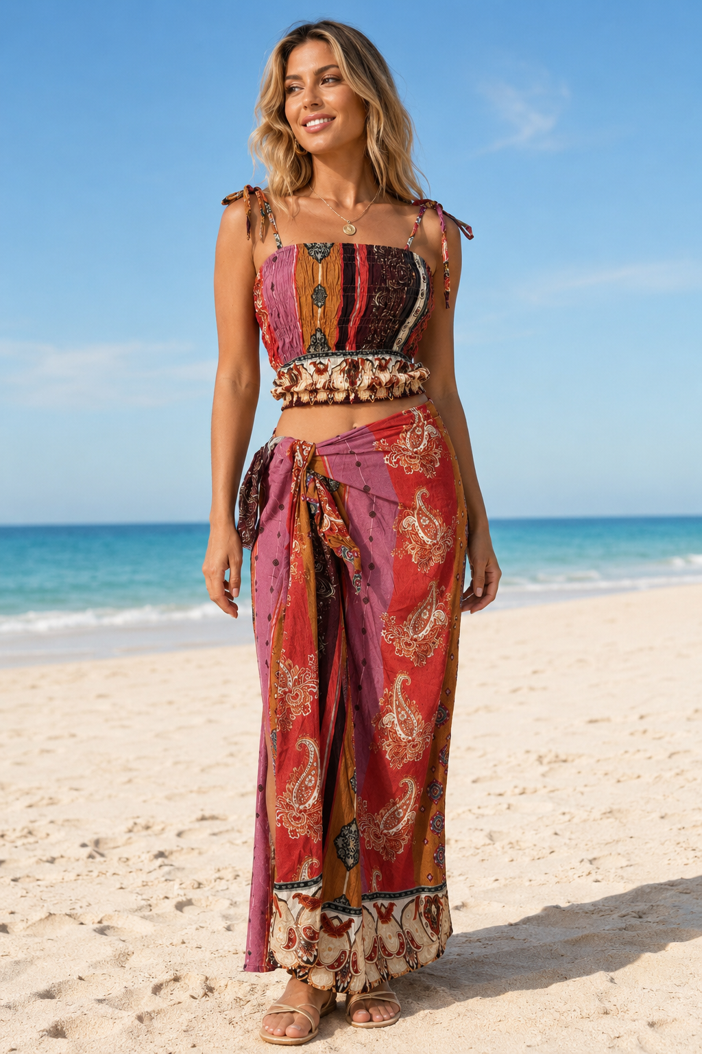 Lienna | Paisley Co-Ord Set in Peach