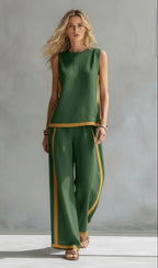 Elisa | Fluid Two-Piece Set with Contrast Details