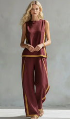 Elisa | Fluid Two-Piece Set with Contrast Details