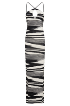 Ashtin Cross Front Knit Maxi Dress - Linear Shift Print