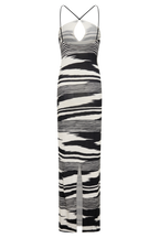 Ashtin Cross Front Knit Maxi Dress - Linear Shift Print