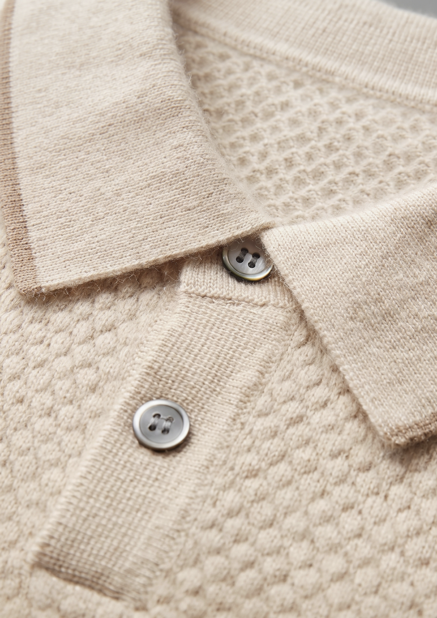 Premium Cashmere Sea Blue Two-Tone Polo