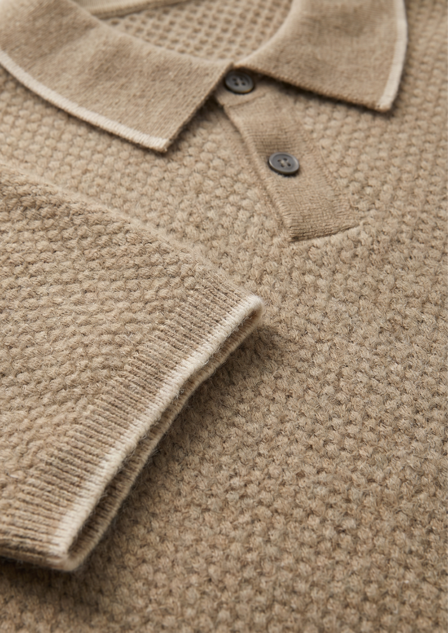 Premium Cashmere Sea Blue Two-Tone Polo