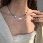 White Gold Snake Layered Necklace