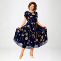 Ivy | Navy Polka Dot Midi Dress