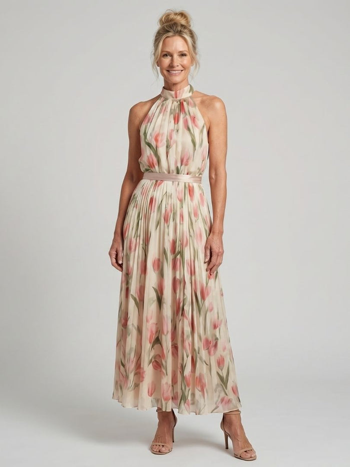 Delacroix | Halter Neck Floral Midi Dress