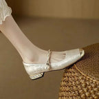 Mestelle | Pearl Strap Vintage Mary Jane Heels