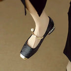 Mestelle | Pearl Strap Vintage Mary Jane Heels