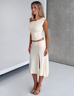 ALYSSA HI LO SKIRT - CREAM