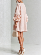 Pink Floral Button-down Mini Dress With Striking Floral Cuffs