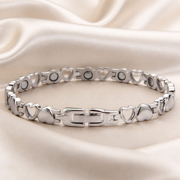 Elegant White Gold Heart Bracelet