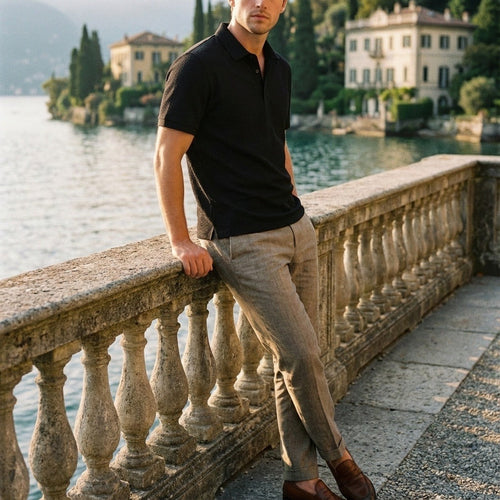 Black Short Sleeve Polo Shirt