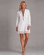 Delia | Eyelet Hem Resort Shirt Mini Dress