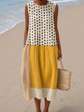Leah | Colorblock Polka Dot Midi Dress