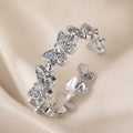 White Gold Butterlfy Rhinestone Ring