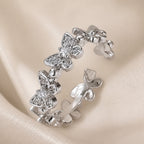 White Gold Butterlfy Rhinestone Ring