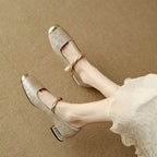Mestelle | Pearl Strap Vintage Mary Jane Heels
