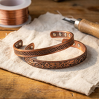 Kendall | Engraved Lattice Copper Ring and Bracelet Set