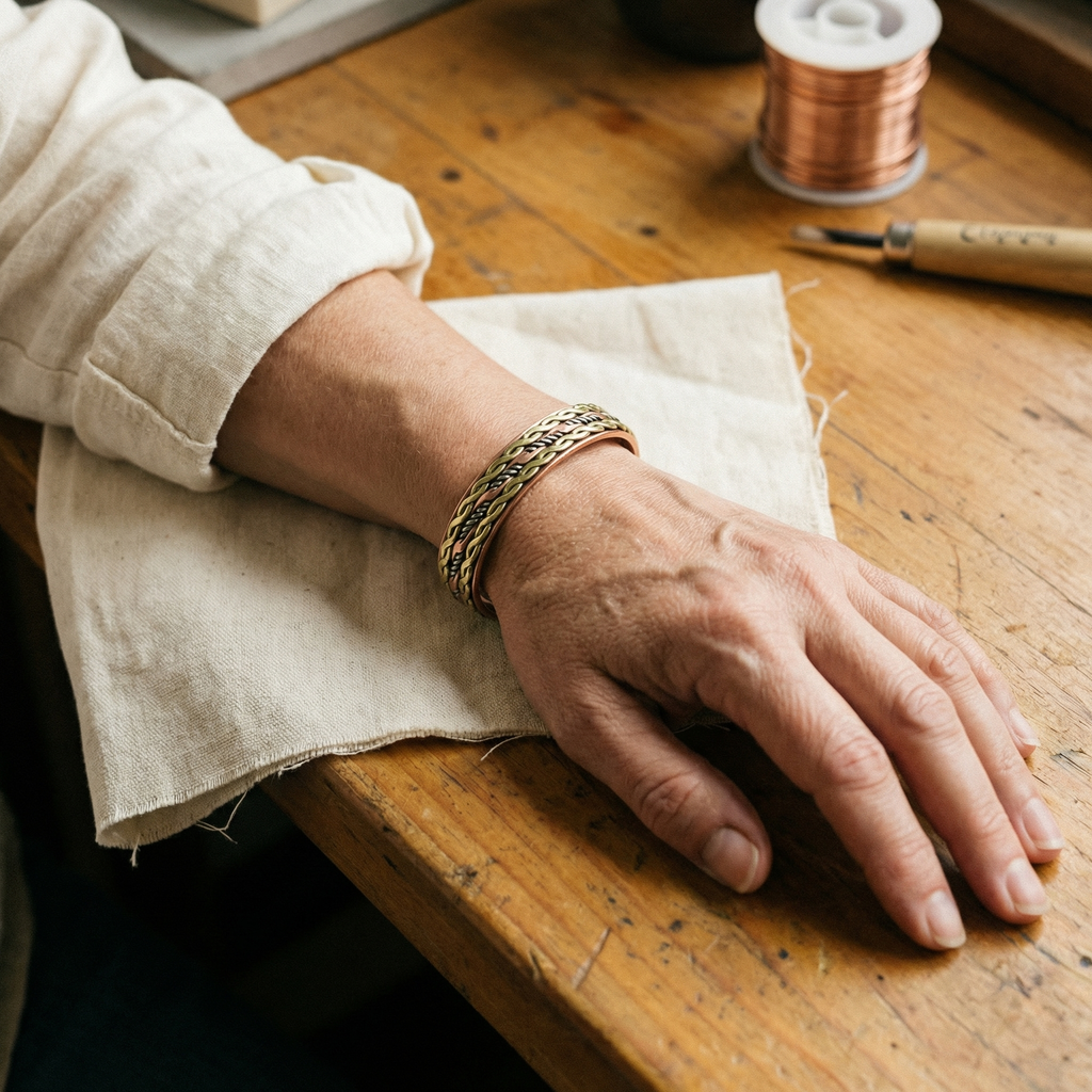 Fiona | Tri-Metal Twisted Copper Cuff Bracelet