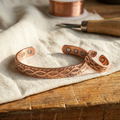 Talia | Engraved Knot-Pattern Copper Ring and Bracelet Set