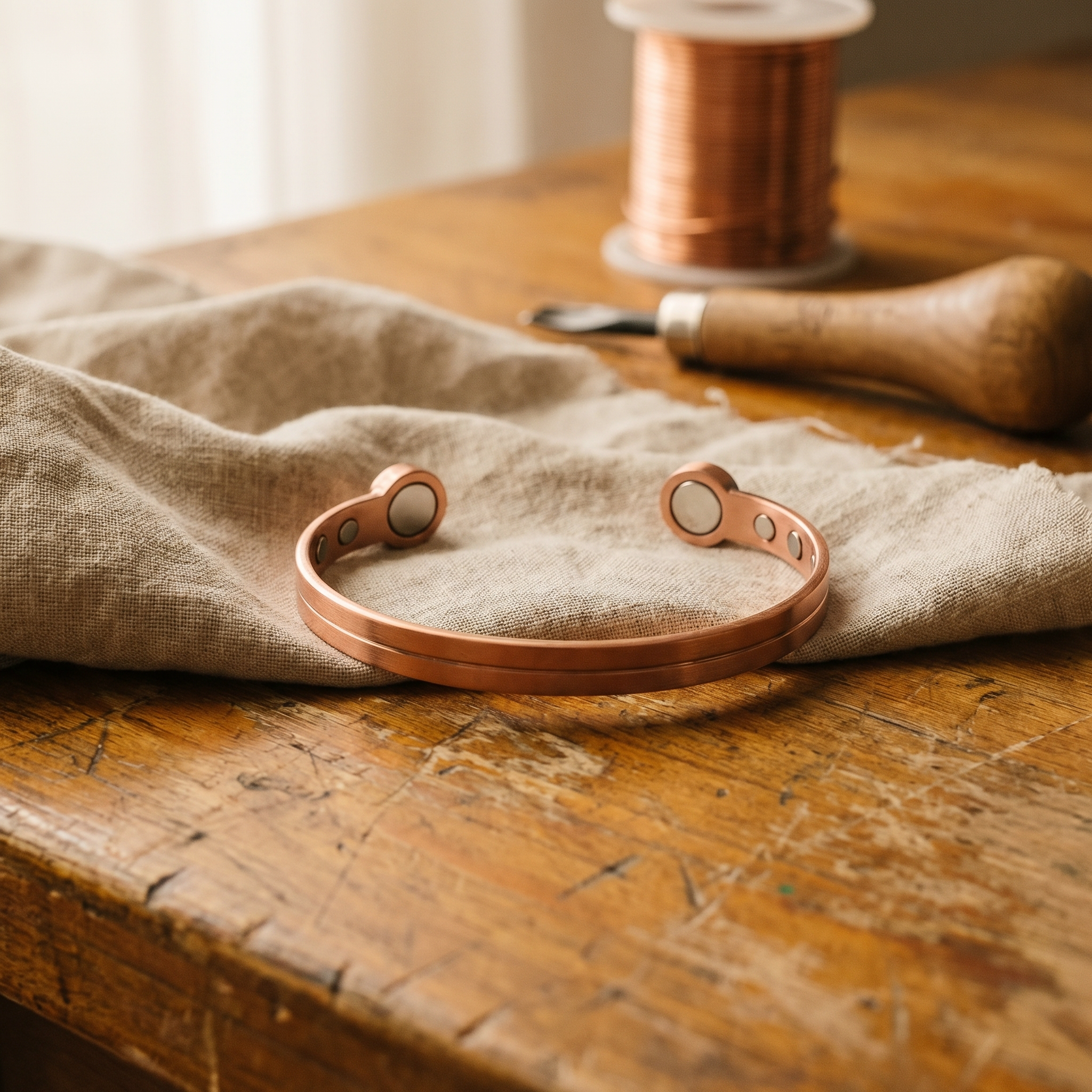 Winter | Channeled Magnetic Copper Cuff Bracelet