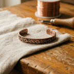 Eliza | Hand-Engraved Vine Magnetic Copper Cuff Bracelet