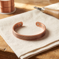 Yara | Five-Line Grooved Copper Cuff Bracelet
