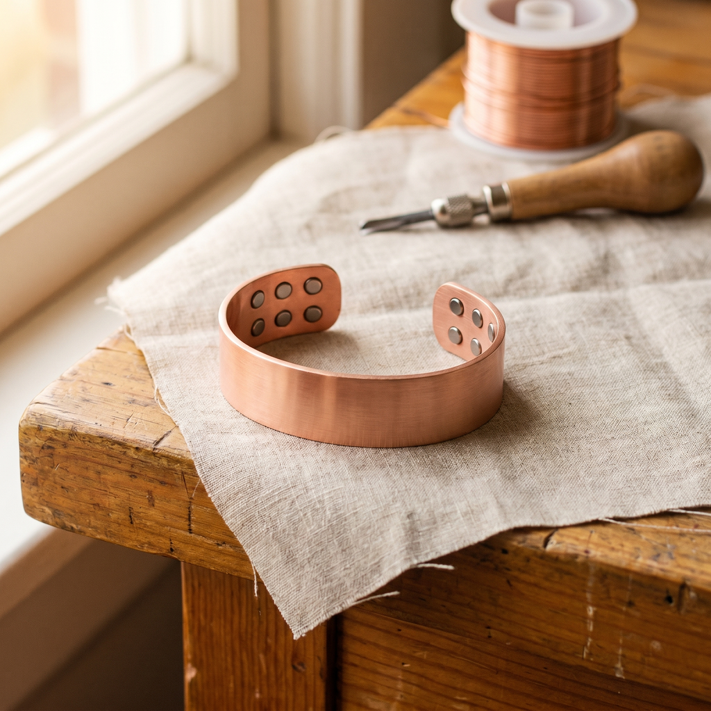Ines | Wide Studded Copper Cuff Bracelet