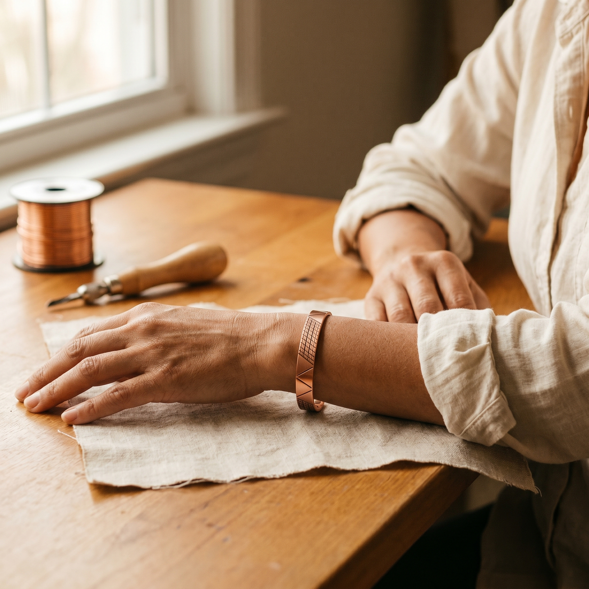 Helena | Geometric Magnetic Copper Cuff Bracelet