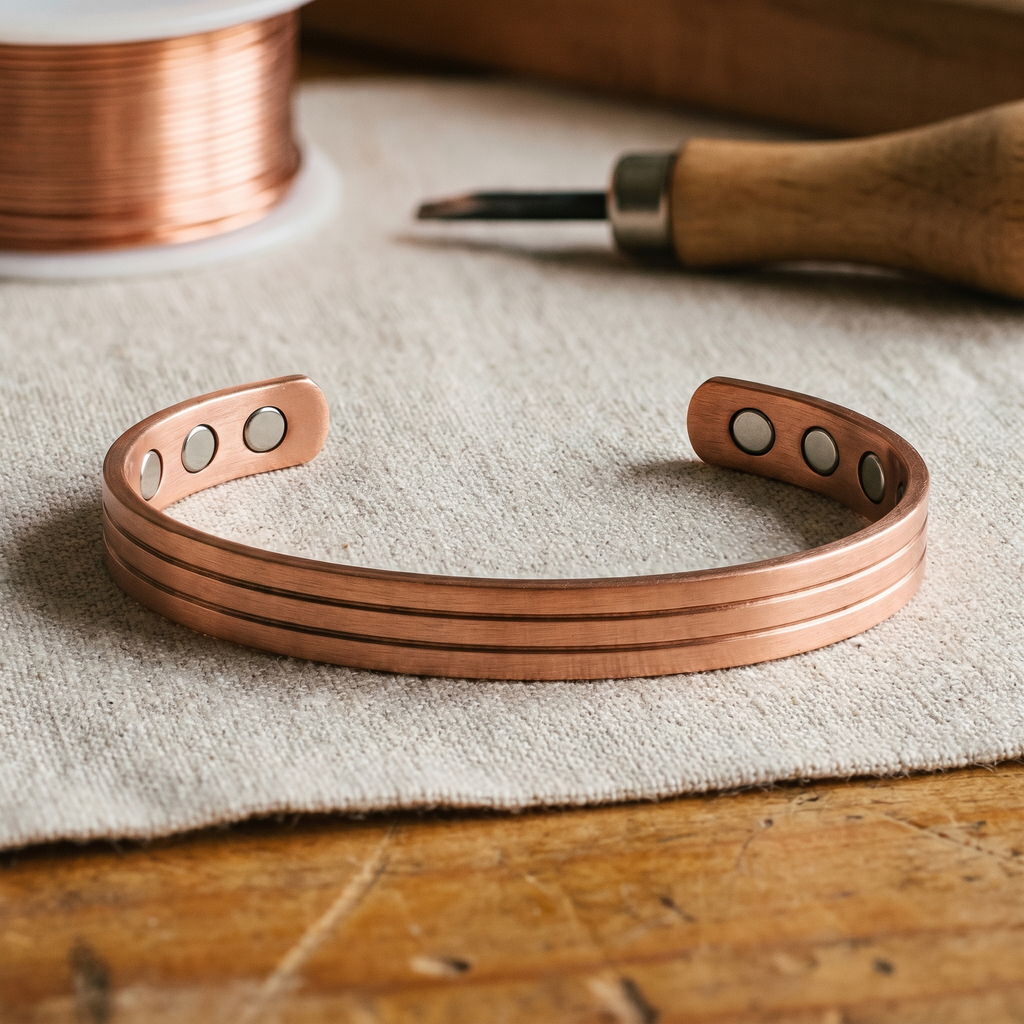 Kayla | Triple-Groove Copper Open Cuff Bracelet