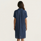 Nidalie | Linen Midi Shirt Dress with Rolled Cuffs