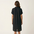 Nidalie | Linen Midi Shirt Dress with Rolled Cuffs