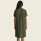 Nidalie | Linen Midi Shirt Dress with Rolled Cuffs