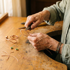 Kira | Green Stone Copper Wire Cuff Bracelet