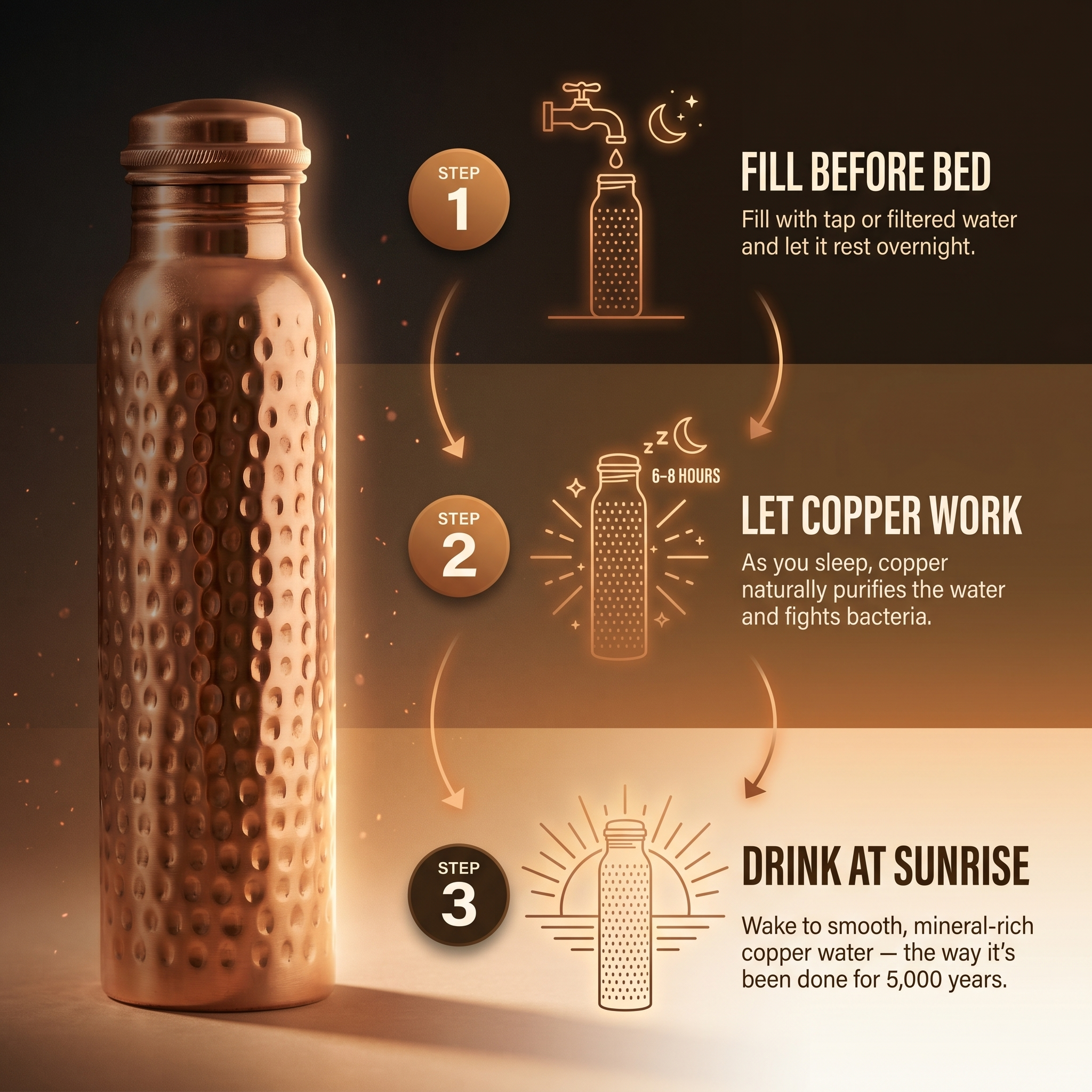 Whitney | Hand-Hammered Pure Copper Water Bottle
