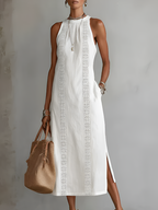 Jimena | Mandarin Collar Linen Midi