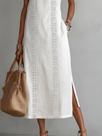 Jimena | Mandarin Collar Linen Midi
