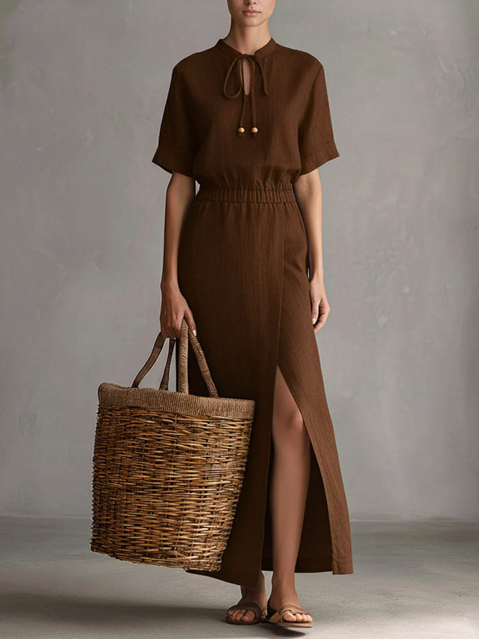 Serena | Long dress in linen with a refined style