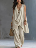 Bettina | Draped Suit with Wide Pants