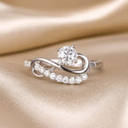 White Gold Infinity Swirl Wave Moissanite Ring