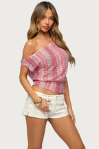 Taniya Off Shoulder Zigzag Crochet Top