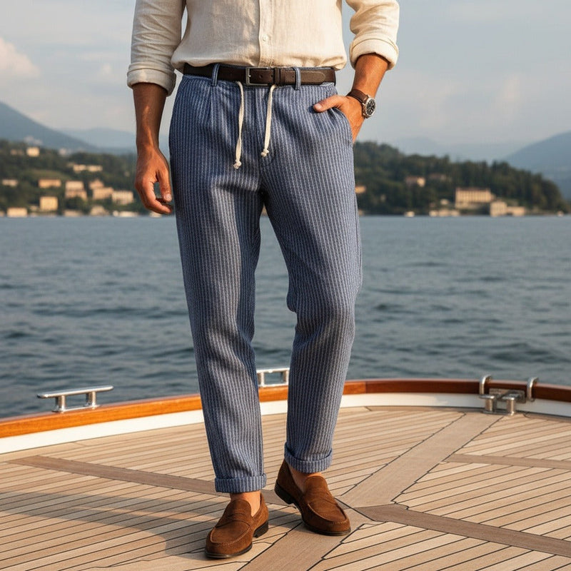 Striped Linen Trousers Men
